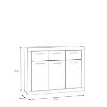 Sideboard >BACCIO< 3 Türen Betonoptik Lichtgrau / Weiss - 117,7x91,8x33,8cm (BxHxT)