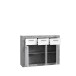 Sideboard >BACCIO< 3 Türen Betonoptik Lichtgrau / Weiss - 117,7x91,8x33,8cm (BxHxT)