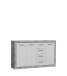 Sideboard >BACCIO< 3 Türen, 4 Schübe, Betonoptik grau / Weiss - 152,4x91,8x33,8cm (BxHxT)