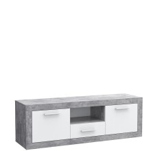 Lowboard >BACCIO< 2 Türen, 1 Schub, Betonoptik Lichtgrau / Weiß - 147,7x49,8x41cm BxHxT