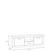 Lowboard >BACCIO< 2 Türen, 1 Schub, Betonoptik Lichtgrau / Weiß - 147,7x49,8x41cm BxHxT