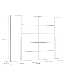 Dreh-/Schwebetürenschrank >NARAGO< 10 Böden, 2 Stangen, Artisan Eiche / Weiß - 270,3x210,5x61,2cm (BxHxT)
