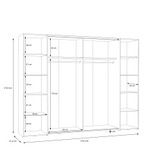 Dreh-/Schwebetürenschrank >NARAGO< 10 Böden, 2 Stangen, Artisan Eiche / Weiß - 270,3x210,5x61,2cm (BxHxT)