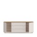 Sideboard >GANYMEDE< 2 Türen, 3 Schübe, Mauvella Eiche / Sand - 224,5x85,7x41,3cm (BxHxT)