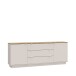 Sideboard >GANYMEDE< 2 Türen, 3 Schübe, Mauvella Eiche / Sand - 224,5x85,7x41,3cm (BxHxT)