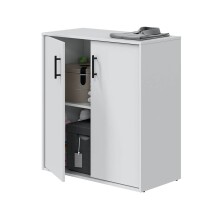 Kommode >LAUNDRY< 2 Türen, 1 Boden, Artik Weiß - 80x88x40 (BxHxT)