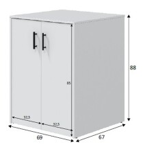Waschmaschinenunterschrank >LAUNDRY< 2 Türen, in Artik Weiß - 69x88x67 (BxHxT)