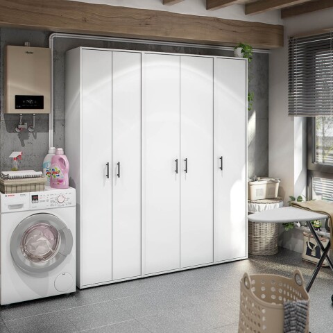 Mehrzweckschrank-Set >LAUNDRY< (3-teilig) in Artik Weiß - 181x206x40 (BxHxT)
