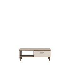 Couchtisch >LACETTI< Schublade, Valencia Eiche Dekor / sandfarbig  - 120x43,7x60 (BxHxT)