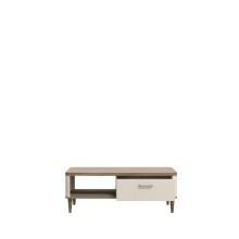 Couchtisch >LACETTI< Schublade, Valencia Eiche Dekor / sandfarbig  - 120x43,7x60 (BxHxT)