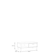 Couchtisch >LACETTI< Schublade, Valencia Eiche Dekor / sandfarbig  - 120x43,7x60 (BxHxT)
