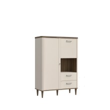 Highboard >LACETTI< in Valencia Eiche Dekor / sandfarbig - 100,1x142,9x41,2cm (BxHxT)