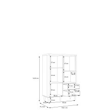 Highboard >LACETTI< in Valencia Eiche Dekor / sandfarbig - 100,1x142,9x41,2cm (BxHxT)