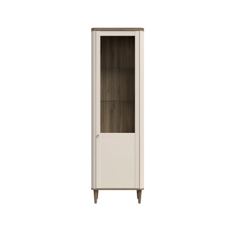 Stauraumvitrine >LACETTI< in Valencia Eiche Dekor / sandfarbig - 60,4x200,5x41,2 (BxHxT)