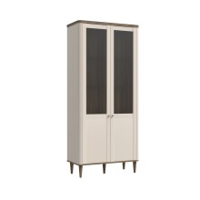 Stauraumvitrine >LACETTI< in Valencia Eiche Dekor / sandfarbig - 90,1x200,5x41,2cm (BxHxT)