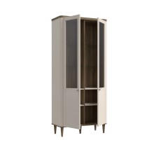 Stauraumvitrine >LACETTI< in Valencia Eiche Dekor / sandfarbig - 90,1x200,5x41,2cm (BxHxT)