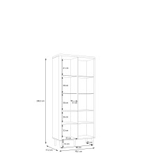 Stauraumvitrine >LACETTI< in Valencia Eiche Dekor / sandfarbig - 90,1x200,5x41,2cm (BxHxT)