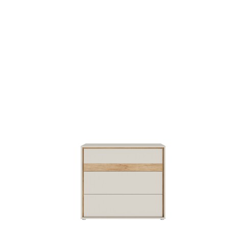 Schubkastenkommode >WEXLIN< 3 Schübe, sandfarbig / Mauvella Eiche Dekor - 96,3x84,1x50,2 (BxHxT)