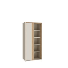 Hochschrank >WEXLIN< 8 Böden, sandfarbig / Mauvella Eiche Dekor - 76,3x164,9x50,2cm (BxHxT)