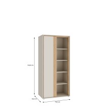 Hochschrank >WEXLIN< 8 Böden, sandfarbig / Mauvella Eiche Dekor - 76,3x164,9x50,2cm (BxHxT)