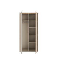 Drehtürenschrank >WEXLIN< 5 Böden, sandfarbig / Mauvella Eiche Dekor - 91,3x193,7x60cm (BxHxT)