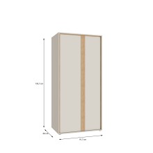 Drehtürenschrank >WEXLIN< 5 Böden, sandfarbig / Mauvella Eiche Dekor - 91,3x193,7x60cm (BxHxT)