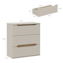 Schubkastenkommode >EDWAL< in Sand / Mauvelle Eiche - 85,1x92,3x41,5cm (BxHxT)