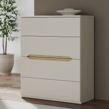 Schubkastenkommode >EDWAL< 4 Schübe, Sand / Mauvelle Eiche - 95,1x114,7x41,5cm (BxHxT)
