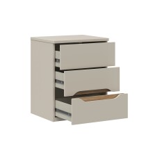 Nachtkommode >EDWAL< 3 Schübe, Sand / Mauvelle Eiche - 50,4x63,5x41,5cm (BxHxT)