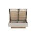 Stauraumbett >EDWAL< Lift-Lattenrost, sandfarbig / Eiche Dekor - 156,2x105,7x206,6cm BxHxT