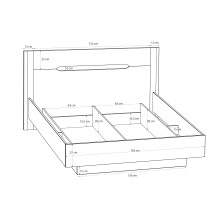 Stauraumbett >EDWAL< Lift-Lattenrost, sandfarbig / Eiche Dekor - 176,2x105,7x206,6cm BxHxT