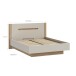 Stauraumbett >EDWAL< Lift-Lattenrost, sandfarbig / Eiche Dekor - 176,2x105,7x206,6cm BxHxT