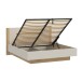 Stauraumbett >EDWAL< Lift-Lattenrost, sandfarbig / Eiche Dekor - 196,2x105,7x206,6cm BxHxT
