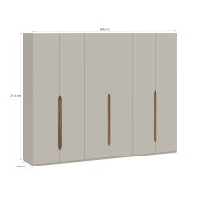 Drehtürenschrank >EDWAL< in sandfarbig / Mauvelle Eiche Dekor - 266,1x210,5x54,2cm (BxHxT)