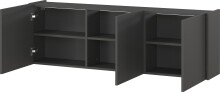 Hängeschrank >PIANA< 3 Türen,6 Fächer, Graphit - 138x45x25cm (BxHxT)