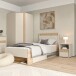 Stauraumbett >WEXLIN< in Sand / Mauvella Eiche Dekor - 100x96,3x210,8cm (BxHxT)