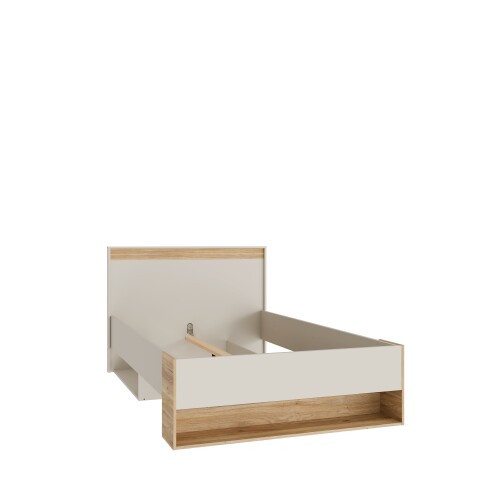 Stauraumbett >WEXLIN< in Sand / Mauvella Eiche Dekor - 130x96,3x210,8cm (BxHxT)
