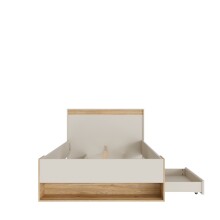 Stauraumbett >WEXLIN< in Sand / Mauvella Eiche Dekor - 130x96,3x210,8cm (BxHxT)