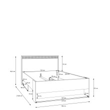 Stauraumbett >WEXLIN< in Sand / Mauvella Eiche Dekor - 130x96,3x210,8cm (BxHxT)