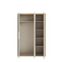 Drehtürenschrank >WEXLIN< 5 Böden, 1 Stange, Sand / Mauvella Eiche - 126,3x193,7x60cm (BxHxT)