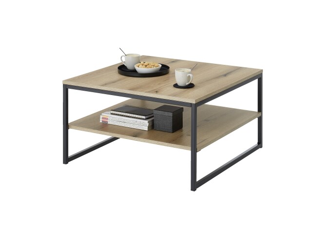Couchtisch >Cube< in Evoke Eiche Dekor, schwarz - 75x40x75cm (BxHxT)