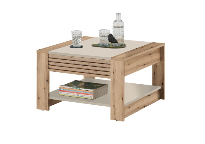 Couchtisch >Feli< Schublade, kaschmir, Evoke Eiche Dekor - 70x42x70cm (BxHxT)