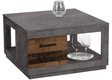 Couchtisch >Fulda< 2 Schübe, betonoxid, Old Style - 80x45,6x80cm (BxHxT)