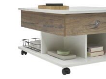 Couchtisch >Helen< höhenverstellbar, 4 Rollen, flagstaff, weiß - 75x44/67x75cm (BxHxT)