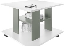 Couchtisch >Jella< 4 Rollen, weiß, salbeifarbig - 60x45x60cm (BxHxT)