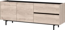 Lowboard >CANTORIA< 2 Türen, 2 Schübe, Castello-Eiche-Dekor/Schwarz - 162x63x40cm (BxHxT)