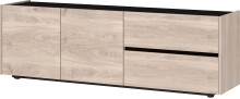 Lowboard >CANTORIA< 2 Türen, 2 Schübe, Castello-Eiche-Dekor/Schwarz - 162x63x40cm (BxHxT)