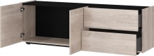 Lowboard >CANTORIA< 2 Türen, 2 Schübe, Castello-Eiche-Dekor/Schwarz - 162x63x40cm (BxHxT)