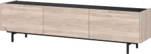 Lowboard >CANTORIA< 3 Klappen, Castello-Eiche-Dekor / Schwarz - 184x48x40cm (BxHxT)