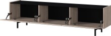 Lowboard >CANTORIA< 3 Klappen, Castello-Eiche-Dekor / Schwarz - 184x48x40cm (BxHxT)